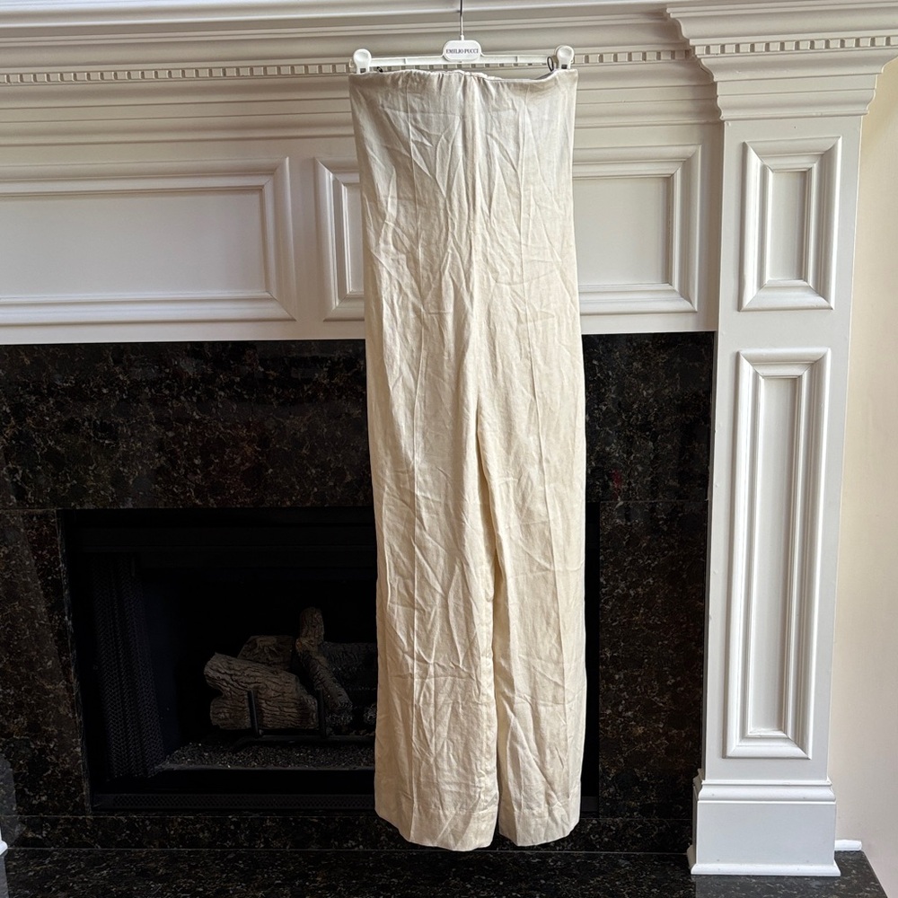 Zara corset style cream white wide leg long jumpsuit sz.XS